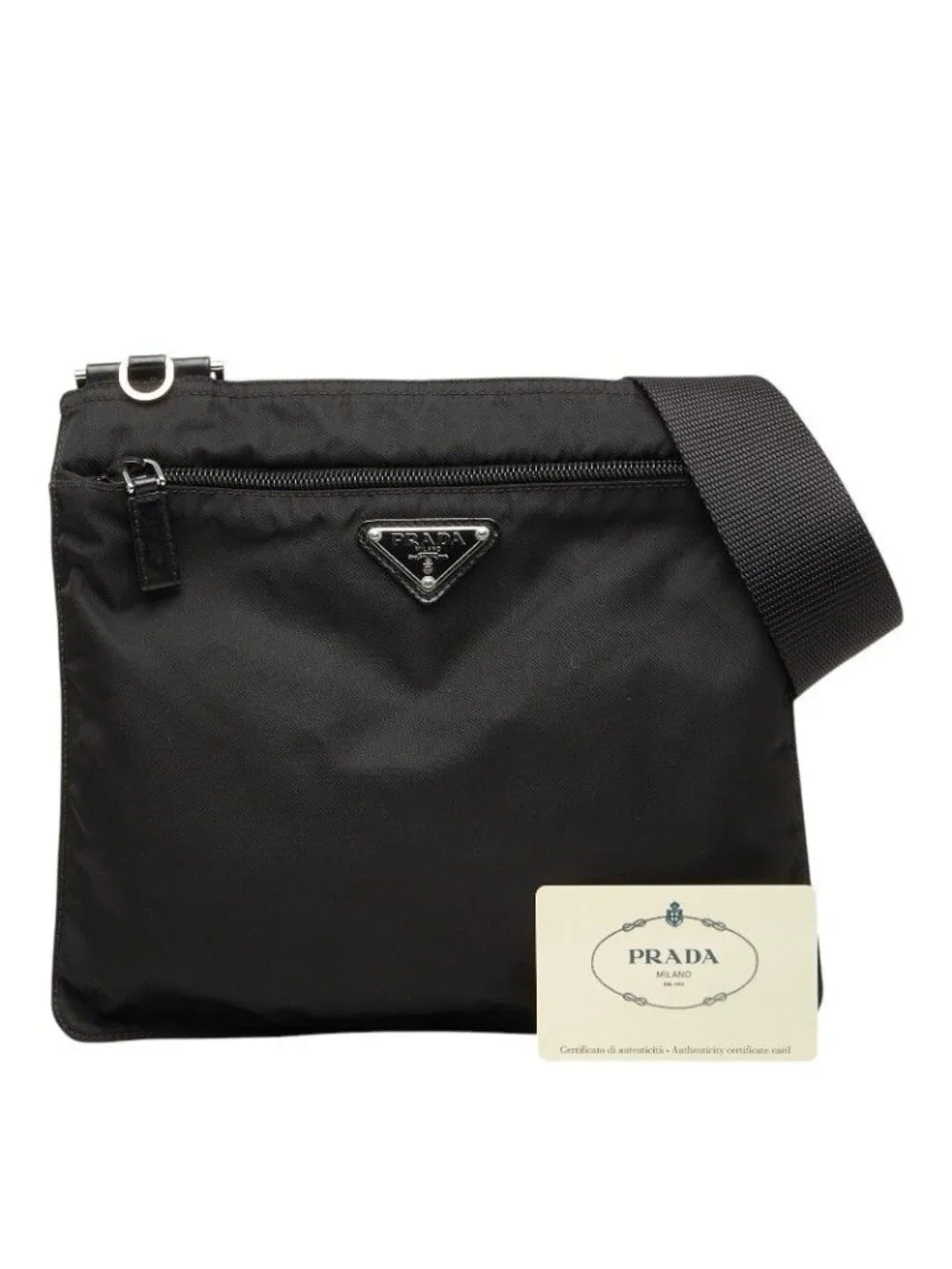 Prada Crossbody Shoulder Bag Black Nylon Leather